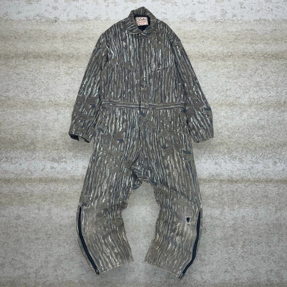 Vintage 90s Real Tree Walls Coveralls Mens L Camo Insulated Made in USA